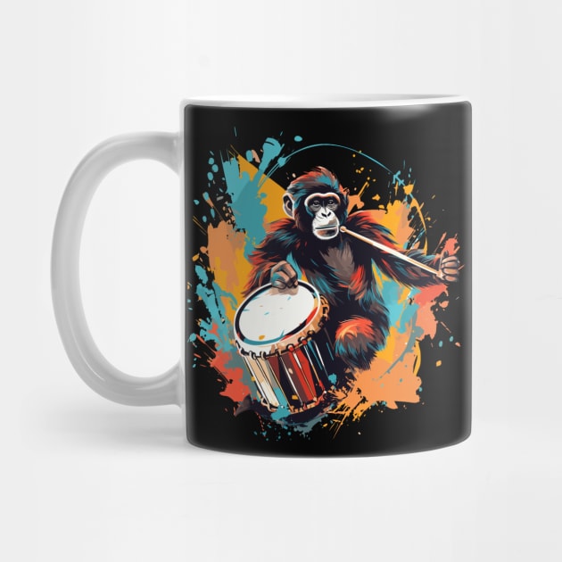 Monkey Playing Drums by Graceful Designs